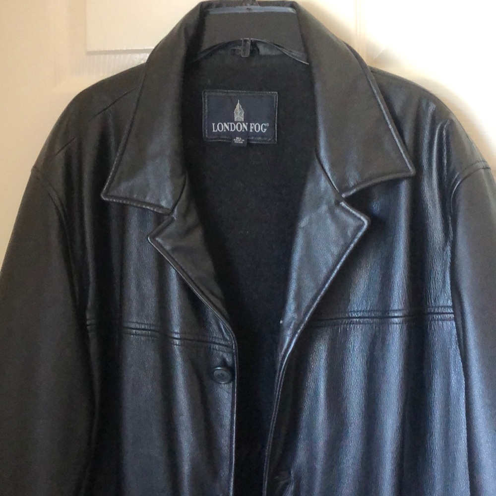 London Fog Black Leather Men Jacket
